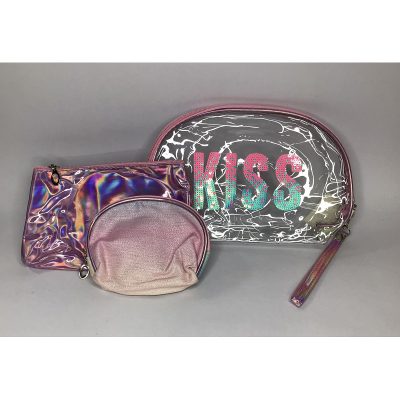 Cosmetiquera Set x3 Smile Sparkle Shine
