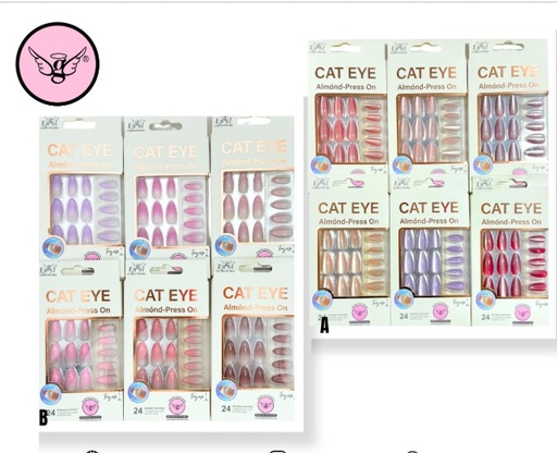 [OG-A33] Caja de Uñas Cat Eye Almond Press On Engol